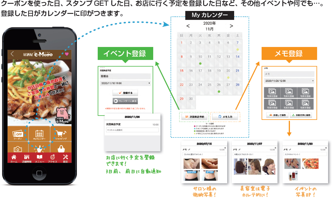マイカレンダー画面例